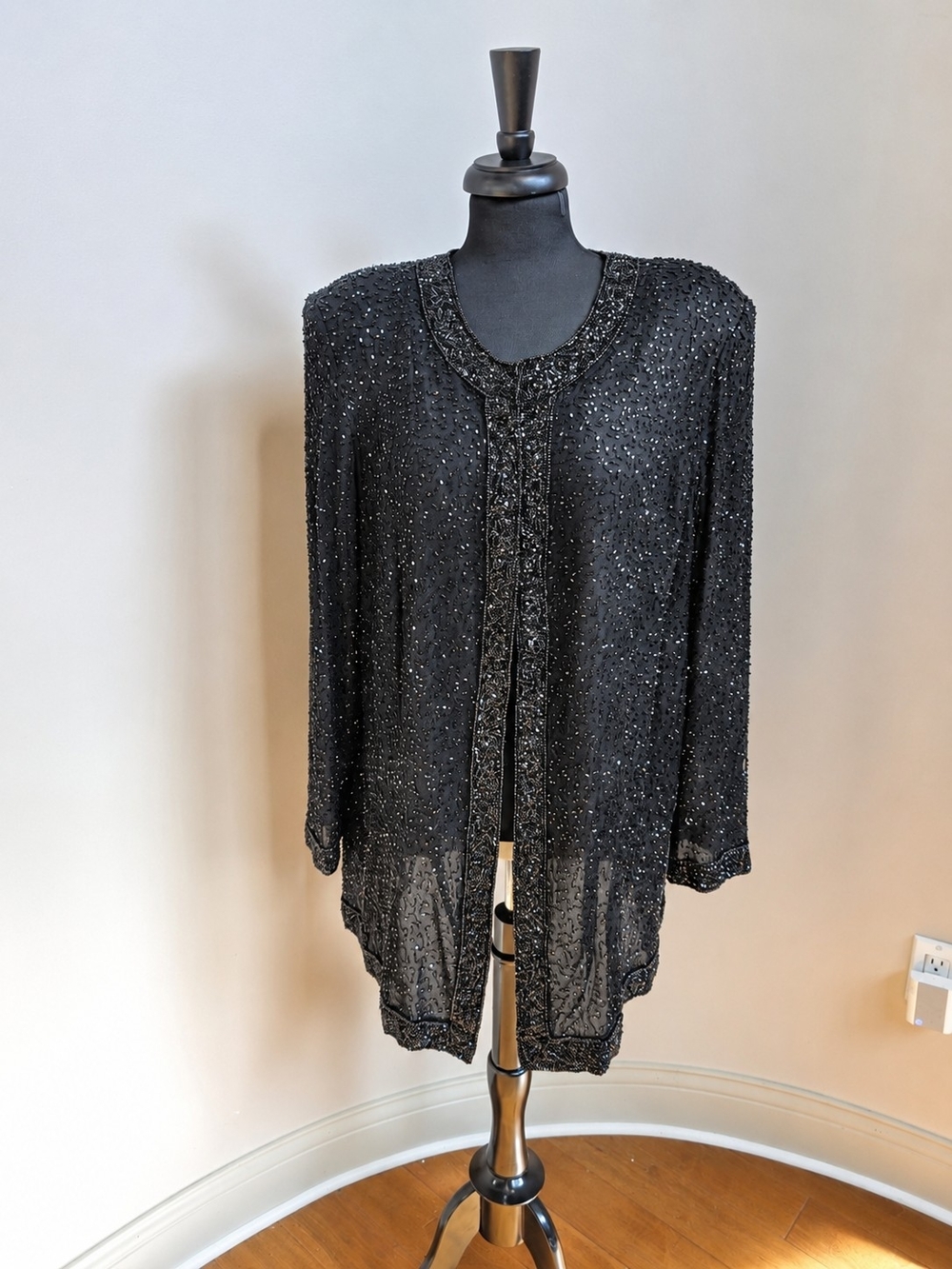 Stenay Woman NWT Black Hand Beaded Evening Jacket Cardigan 2X